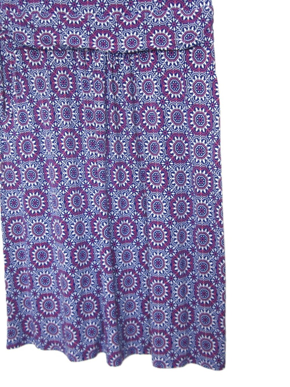 Boden Amelie Size 14R Jersey Dress Ruched Waist Sun Tile Medallion Purple Pink - Picture 5 of 10